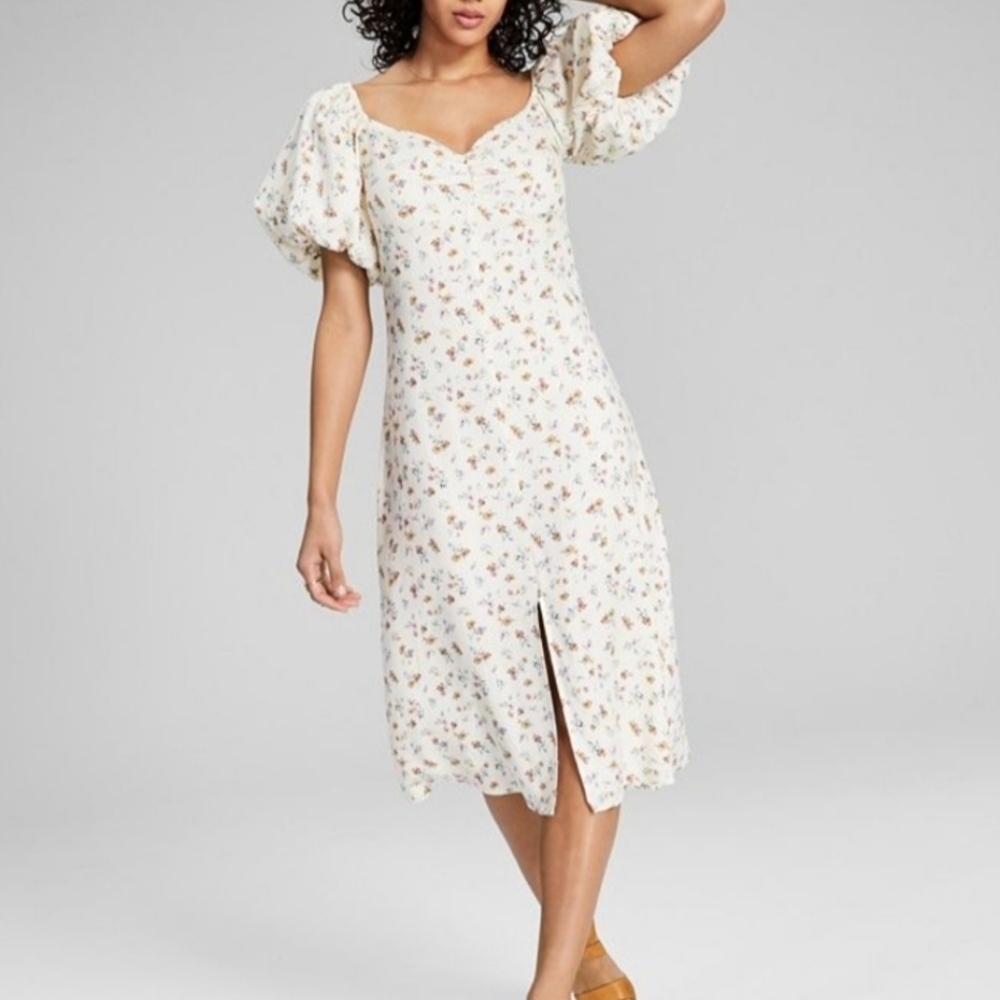 AND NOW THIS 💕 Chic Floral Midi Dress with Puff Sleeves | MEDIUM